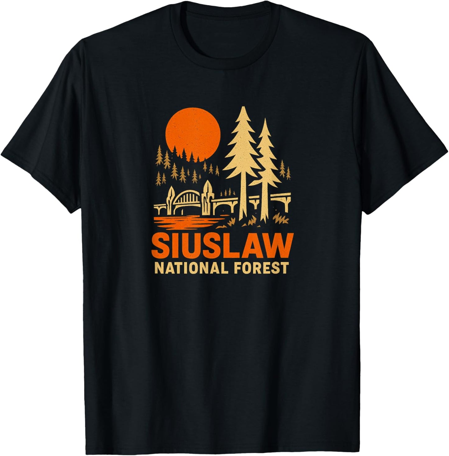 Siuslaw National Forest Vintage Style Design T-Shirt - T-Shirt | Black