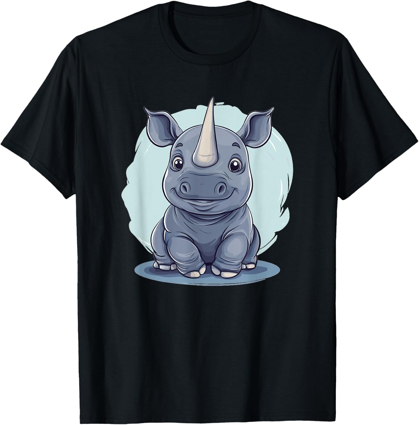 Cute Baby Rhino Illustration T-Shirt - T-Shirt | Black