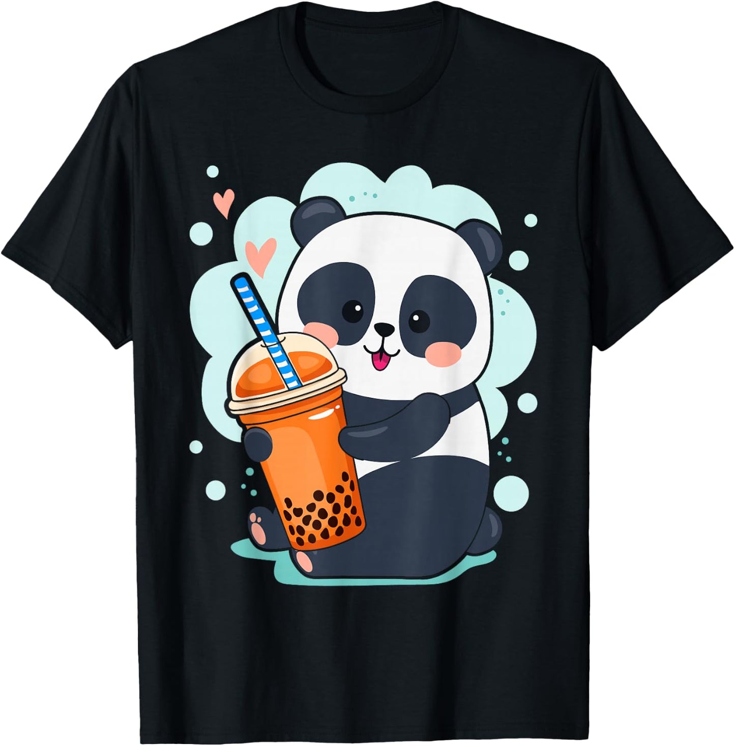 Kawaii Panda Anime Boba Drink Bubble Tea Tapioca Small T-Shirt - T-Shirt | Black