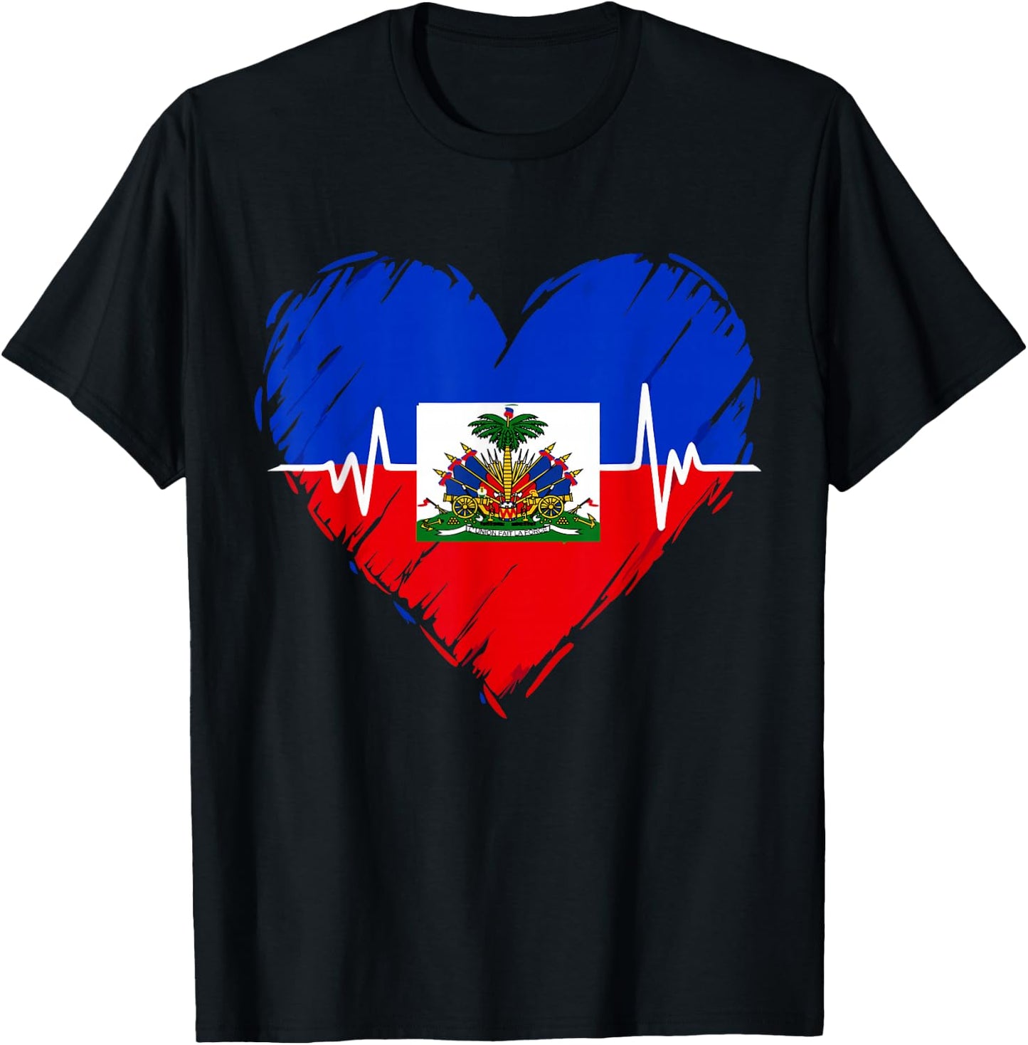 Haitian Flag Day Love Haiti Heart Haitian Roots Haiti Flag T-Shirt - T-Shirt | Black