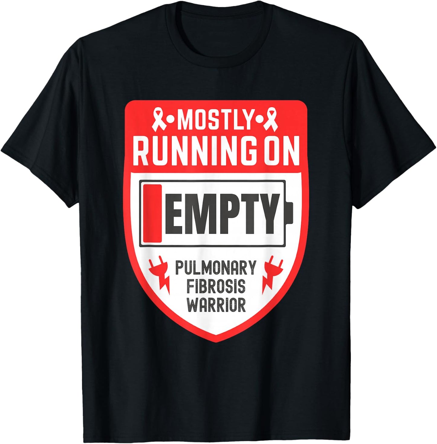 Mostly Running On Empty Pulmonary Fibrosis Warrior T-Shirt - T-Shirt | Black