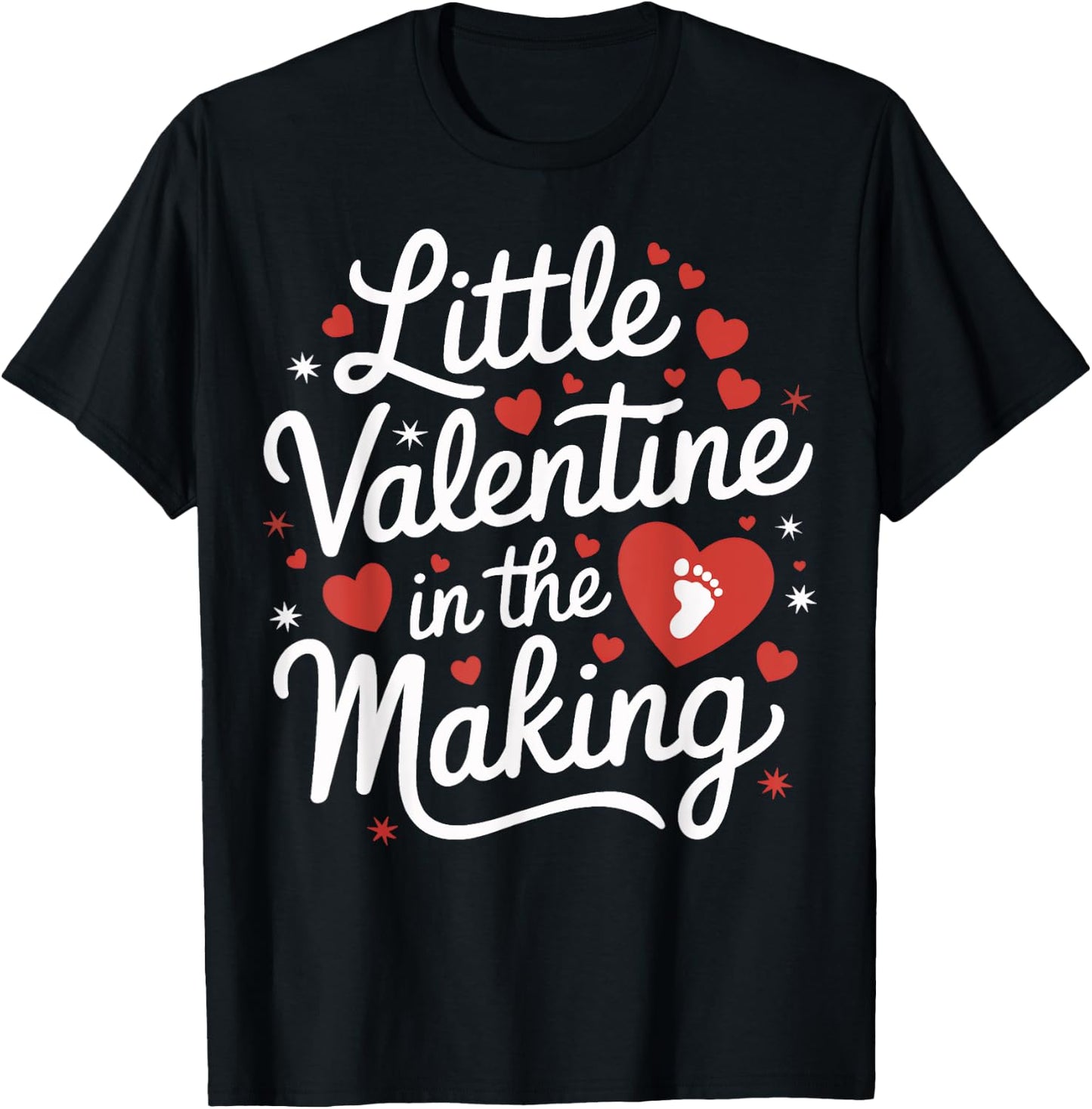 Little Valentine In the Making Pregnancy Announcement Cute T-Shirt - T-Shirt | Black