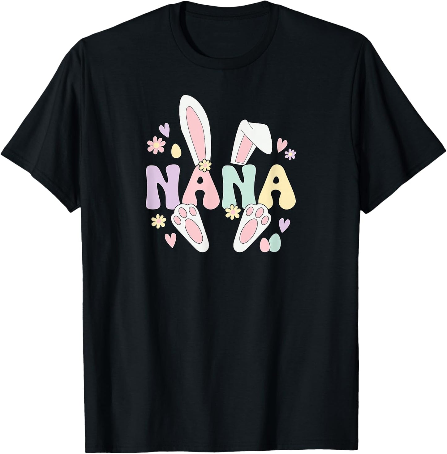 Nana Grandmother Easter Bunny Nana Grandma Easter Day T-Shirt - T-Shirt | Black