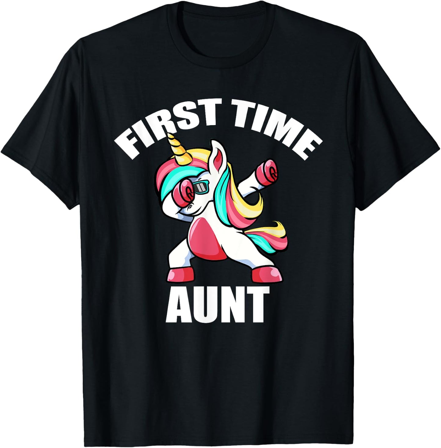 Unicorn First Time Aunt 2022 Shirt, Promoted To Aunt 2022 T-Shirt - T-Shirt | Black