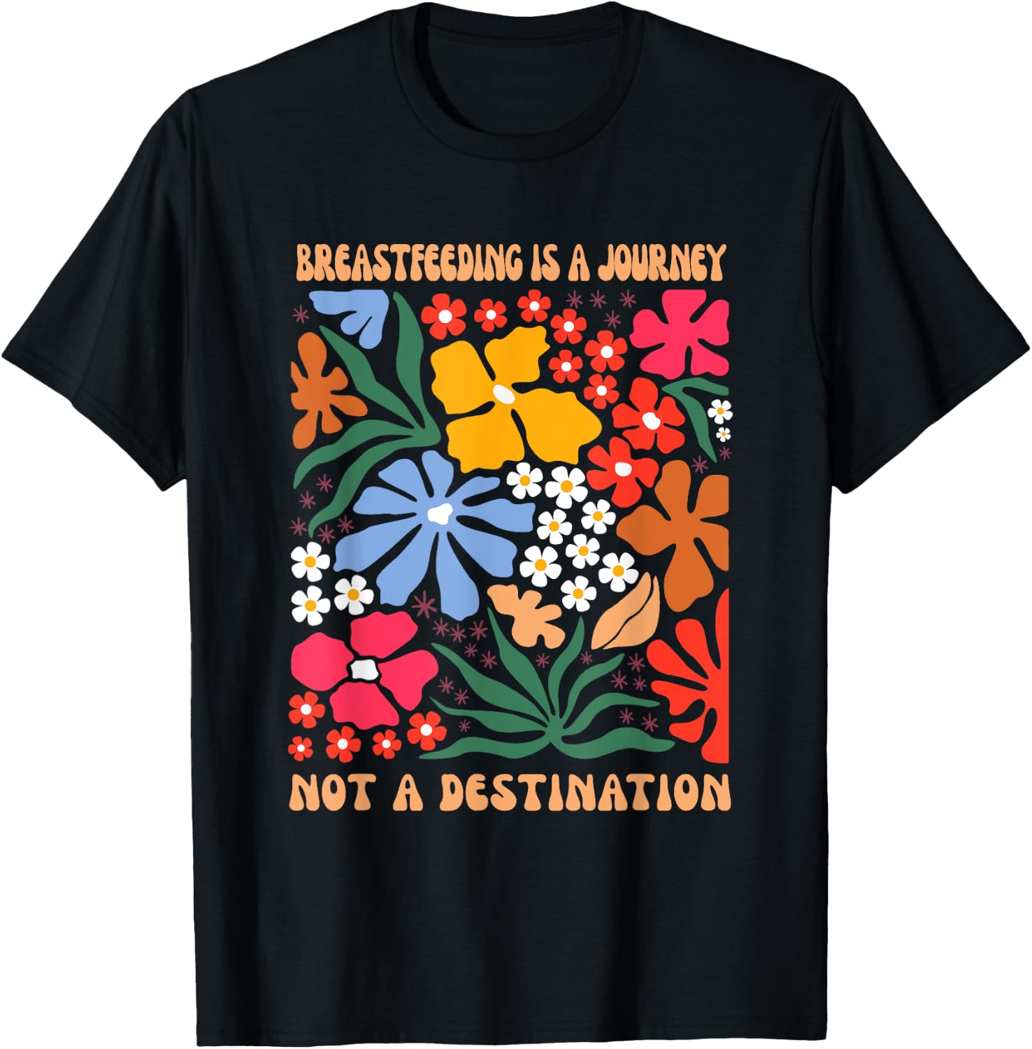 Lactivist IBCLC Breastfeeding Consultant Women's Floral Boho Black , Small, Short Sleeve T-Shirt - T-Shirt | Black