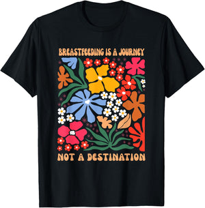 Lactivist IBCLC Breastfeeding Consultant Women's Floral Boho Black , Small, Short Sleeve T-Shirt - T-Shirt | Black