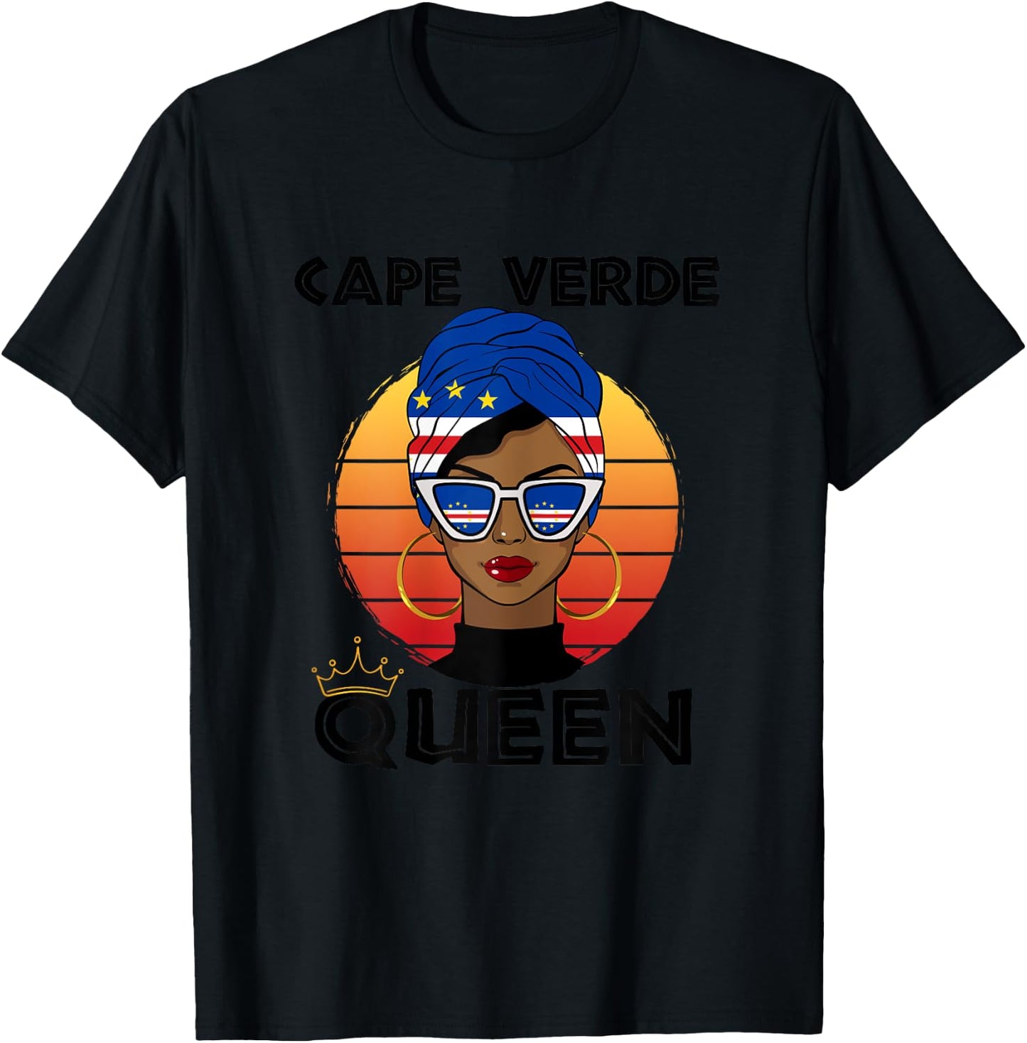 Cabo Verdian Queen African Queen Cabo Verde Flag Cabo Verde , white, Female X-Small T-Shirt - T-Shirt | Black