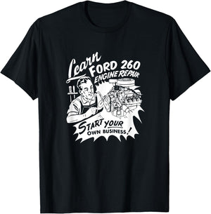 Learn SBF 260 V8 Engine Repair Vintage Retro Car Truck Ad T-Shirt - T-Shirt | Black