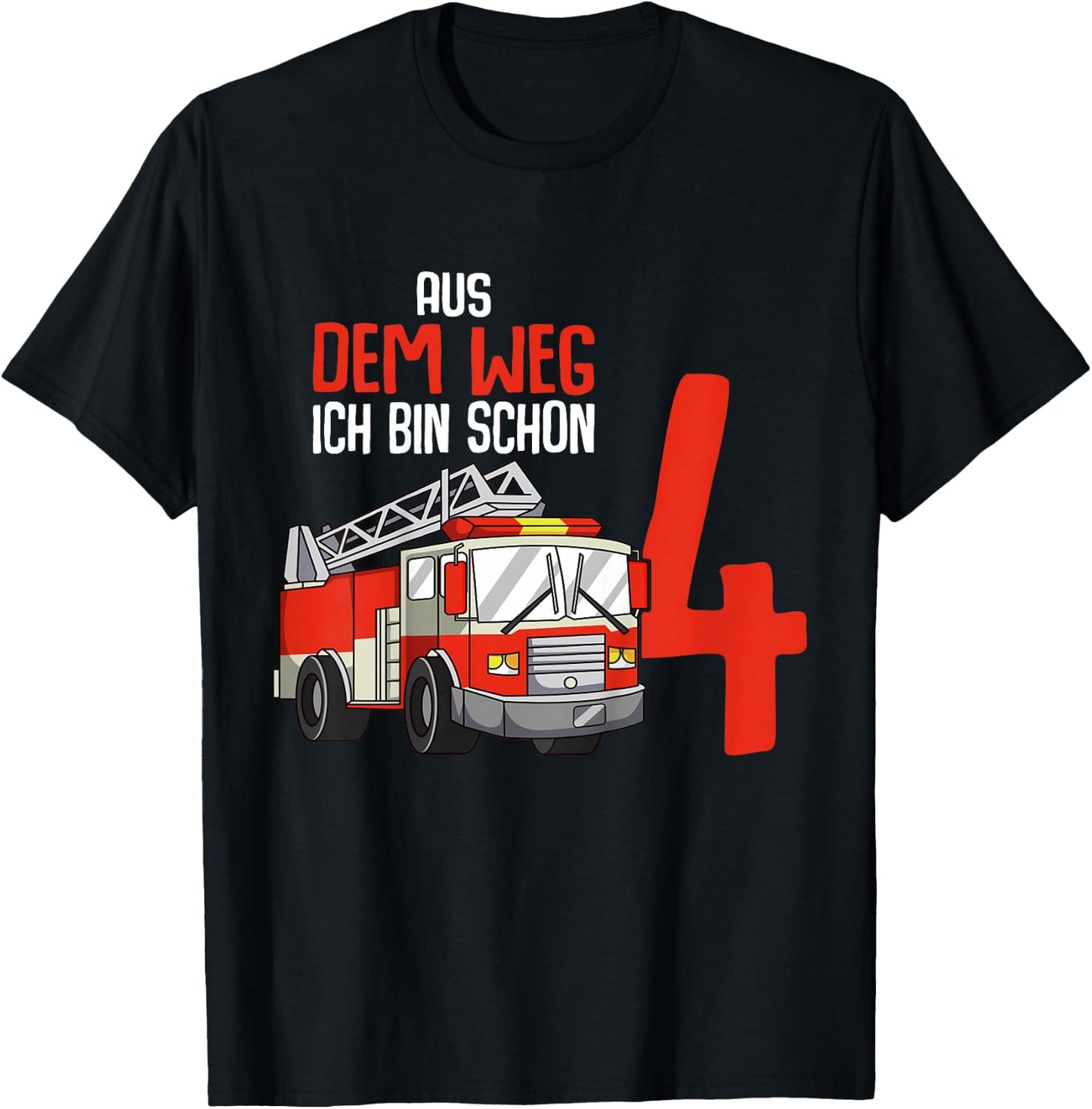 4. Geburtstag Feuerwehr 4 Jahre Kinder Junge T-Shirt - T-Shirt | Black