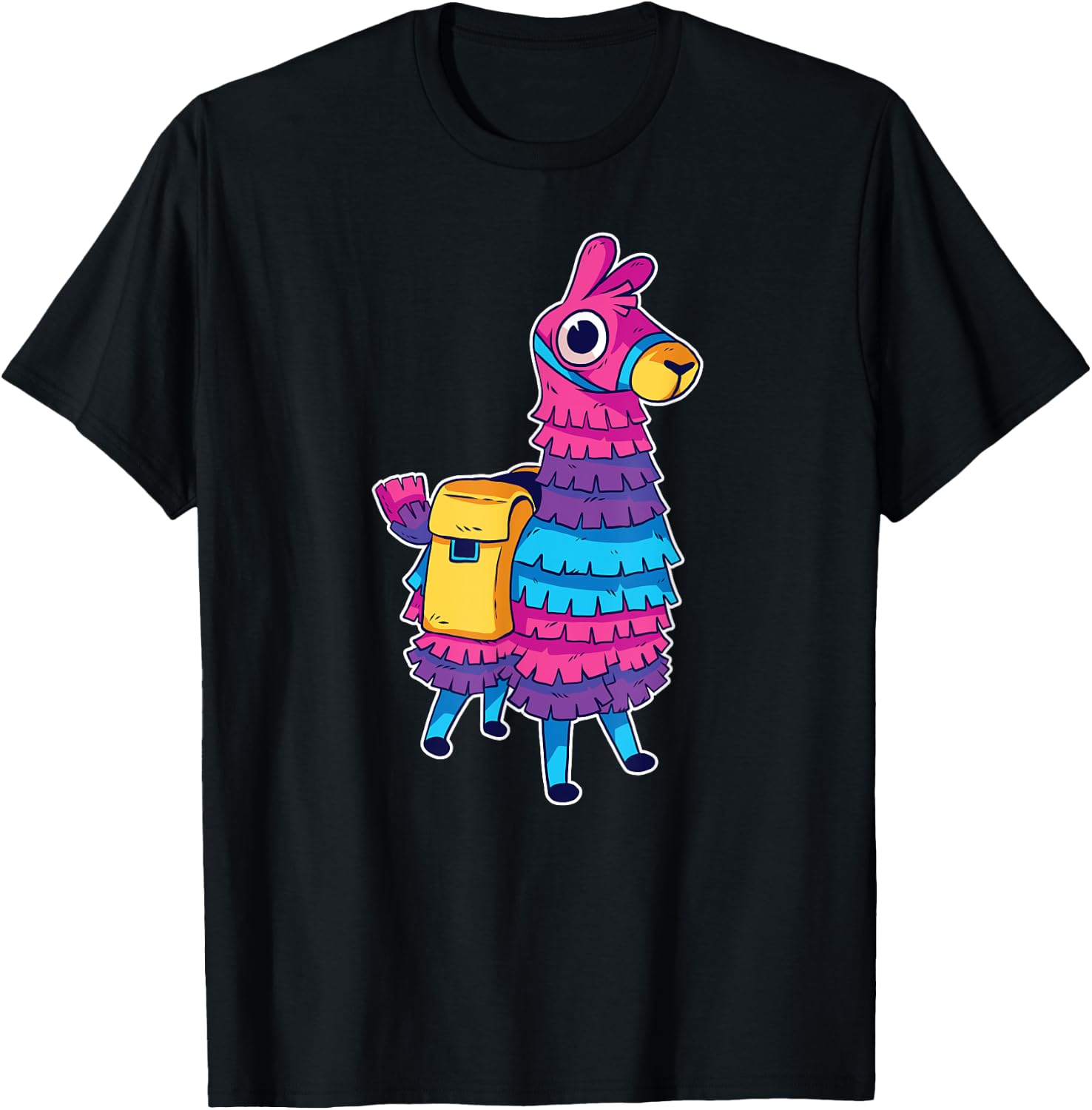 Funny Loot Llama Pinata With Yellow Saddlebag Artwork T-Shirt - T-Shirt | Black