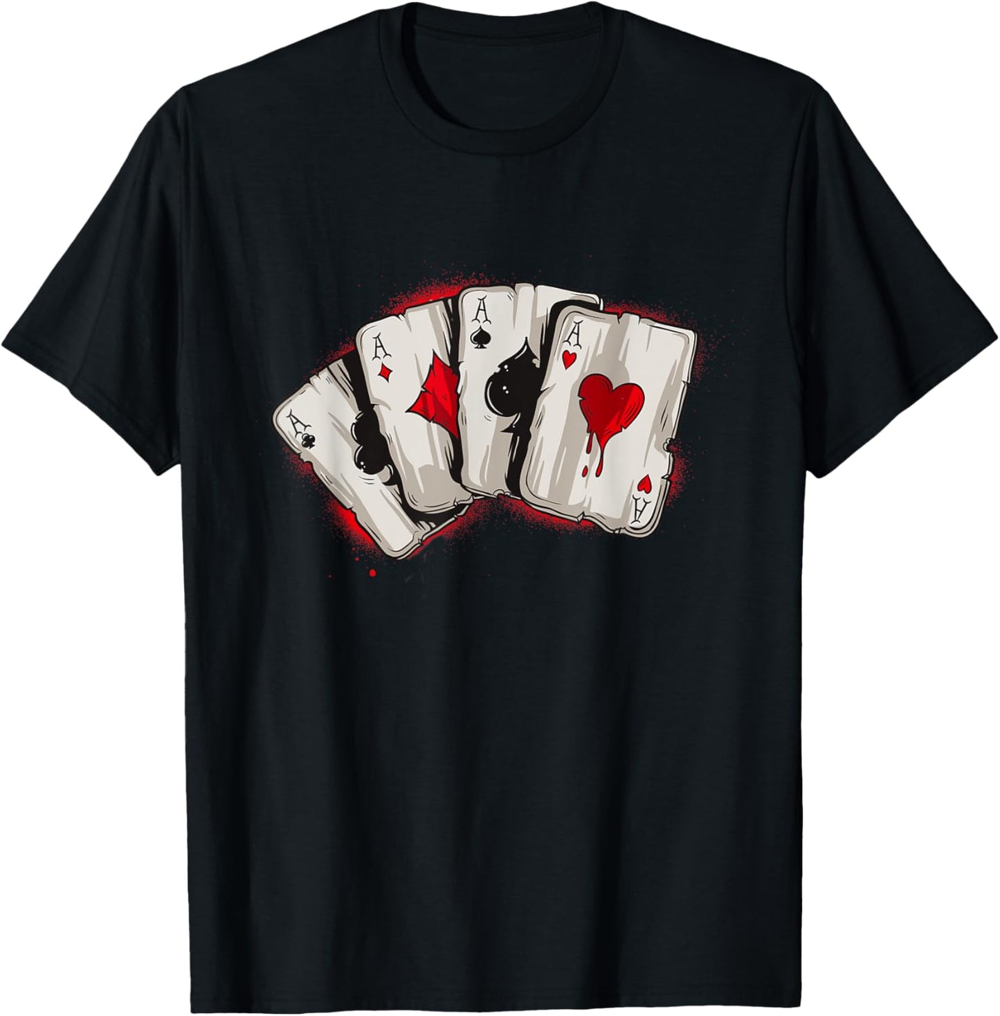 Poker 4 Aces Stud Hands Lucky Souvenir Las Vegas T-Shirt - T-Shirt | Black