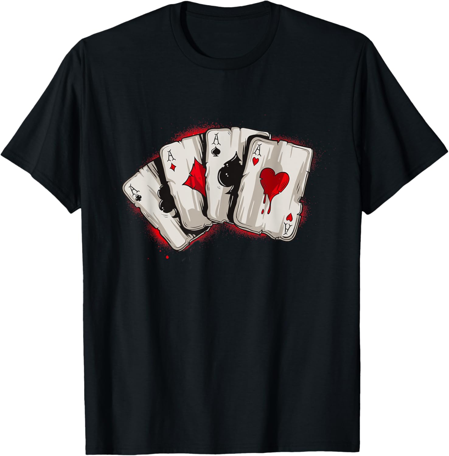 Poker 4 Aces Stud Hands Lucky Souvenir Las Vegas T-Shirt - T-Shirt | Black