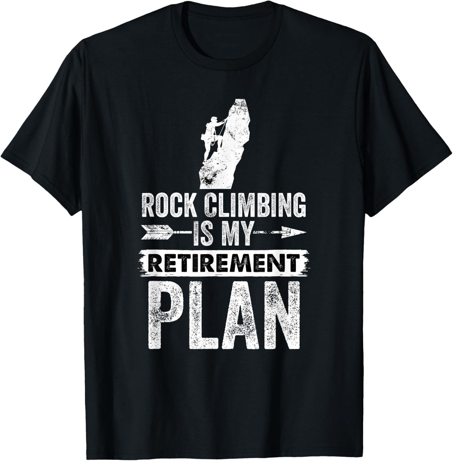 Funny Rock Climbing is My Retirement Plan Retro Vintage T-Shirt - T-Shirt | Black