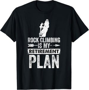 Funny Rock Climbing is My Retirement Plan Retro Vintage T-Shirt - T-Shirt | Black