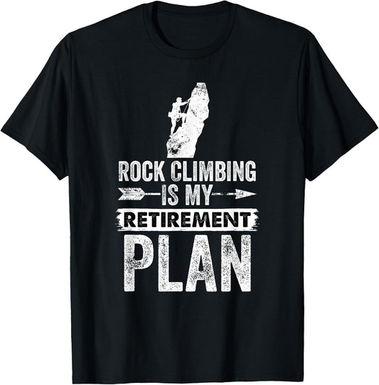 Funny Rock Climbing is My Retirement Plan Retro Vintage T-Shirt - T-Shirt | Black