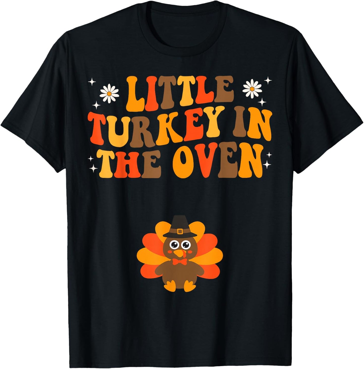 Thanksgiving Pregnancy Announcement Turkey Baby Reveal T-Shirt - T-Shirt | Black