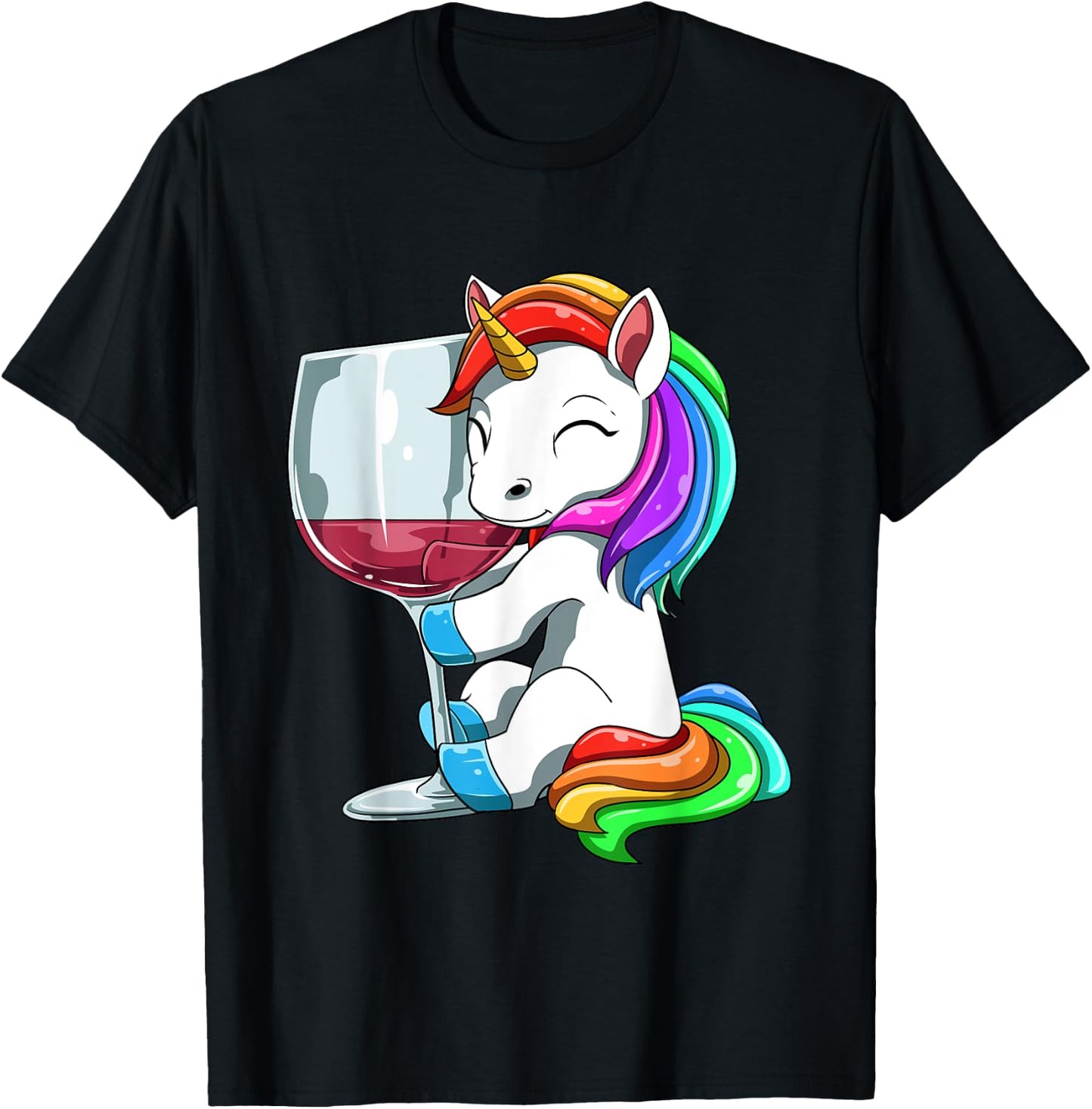 Funny Wine Unicorn Drinking T-Shirt - T-Shirt | Black