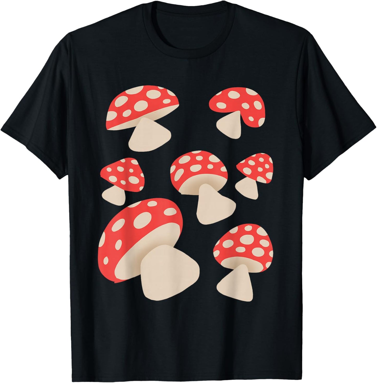 Toadstools and red mushrooms T-Shirt - T-Shirt | Black