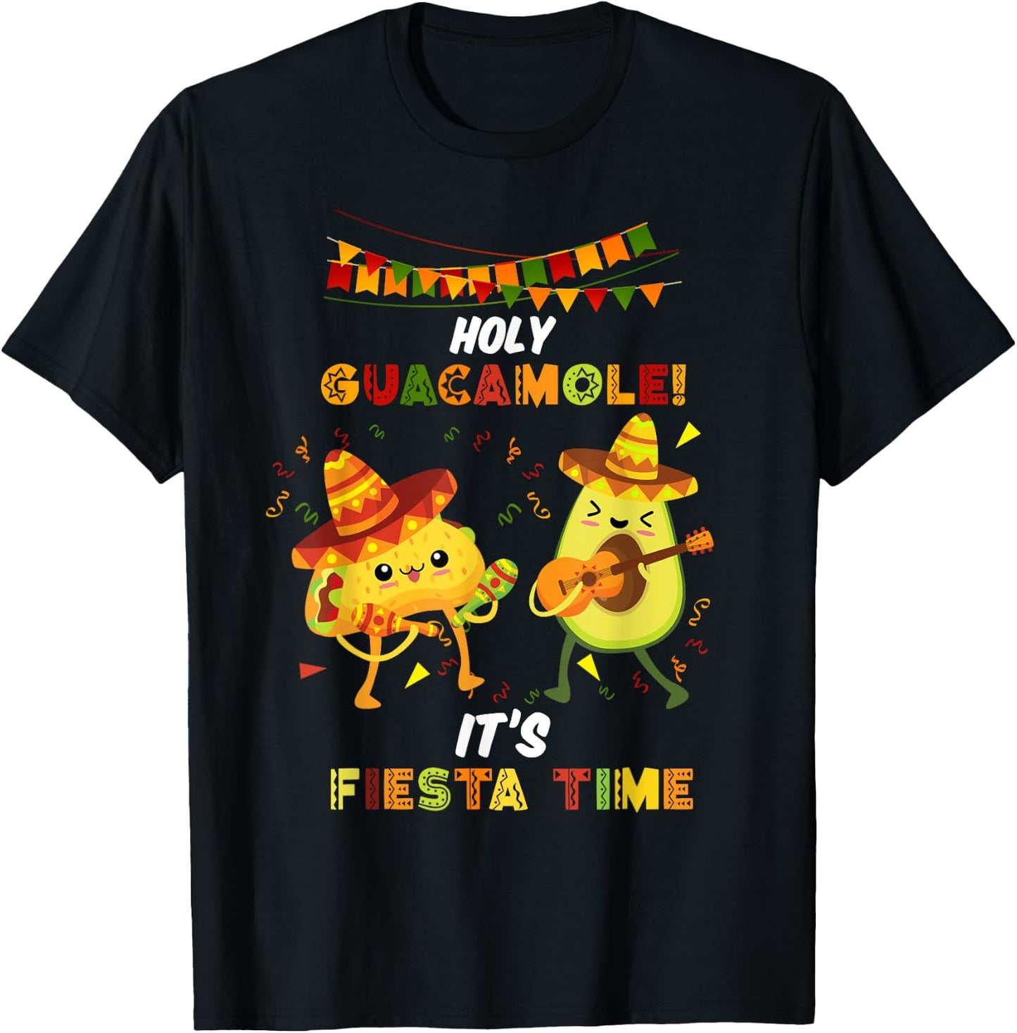 Funny Mexican Evening Mexico Saying Holy Guacamole , black, s T-Shirt - T-Shirt | Black