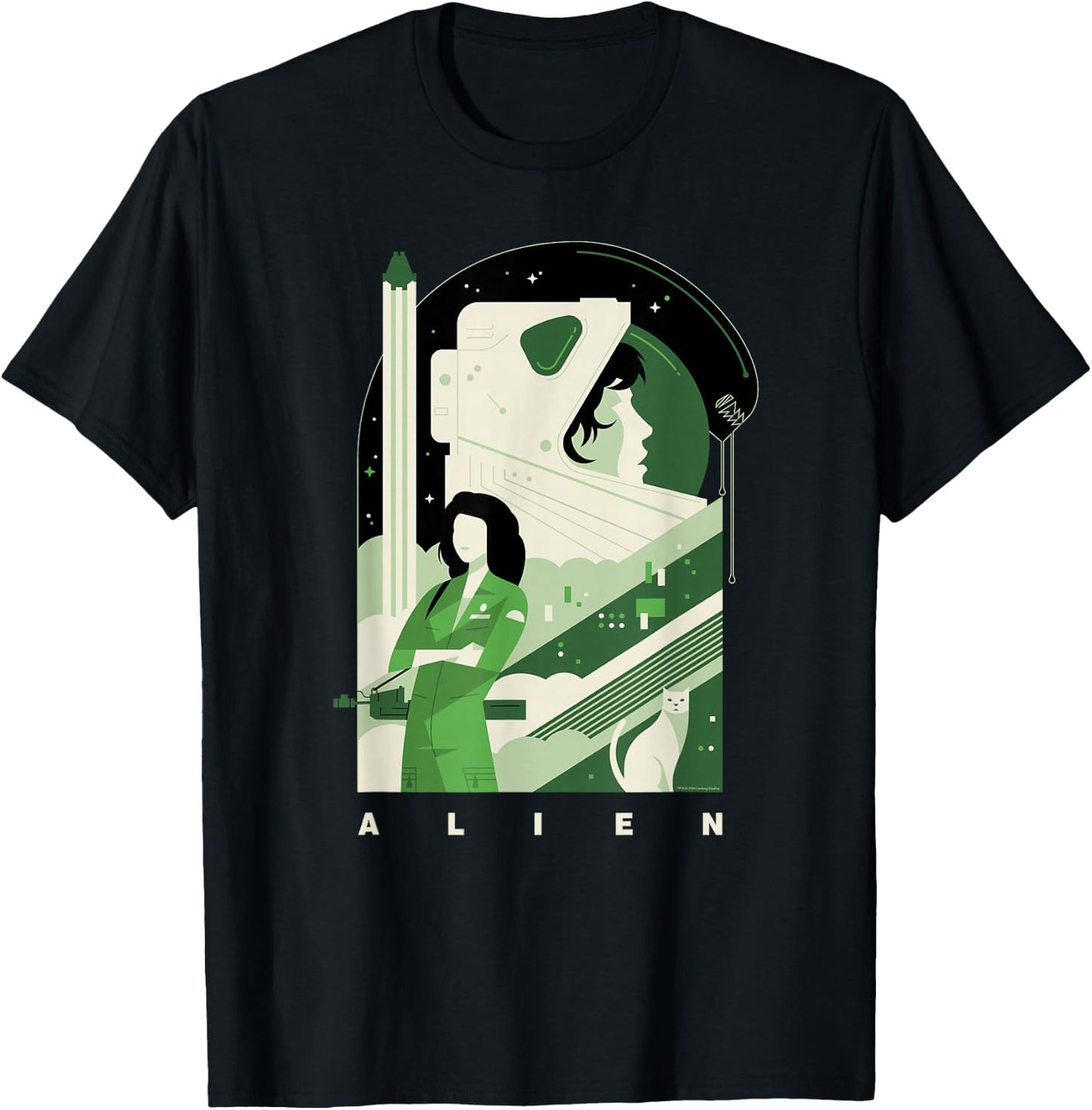 Alien 45th Anniversary Ellen Ripley Stylized Tribute Art T-Shirt - T-Shirt | Black