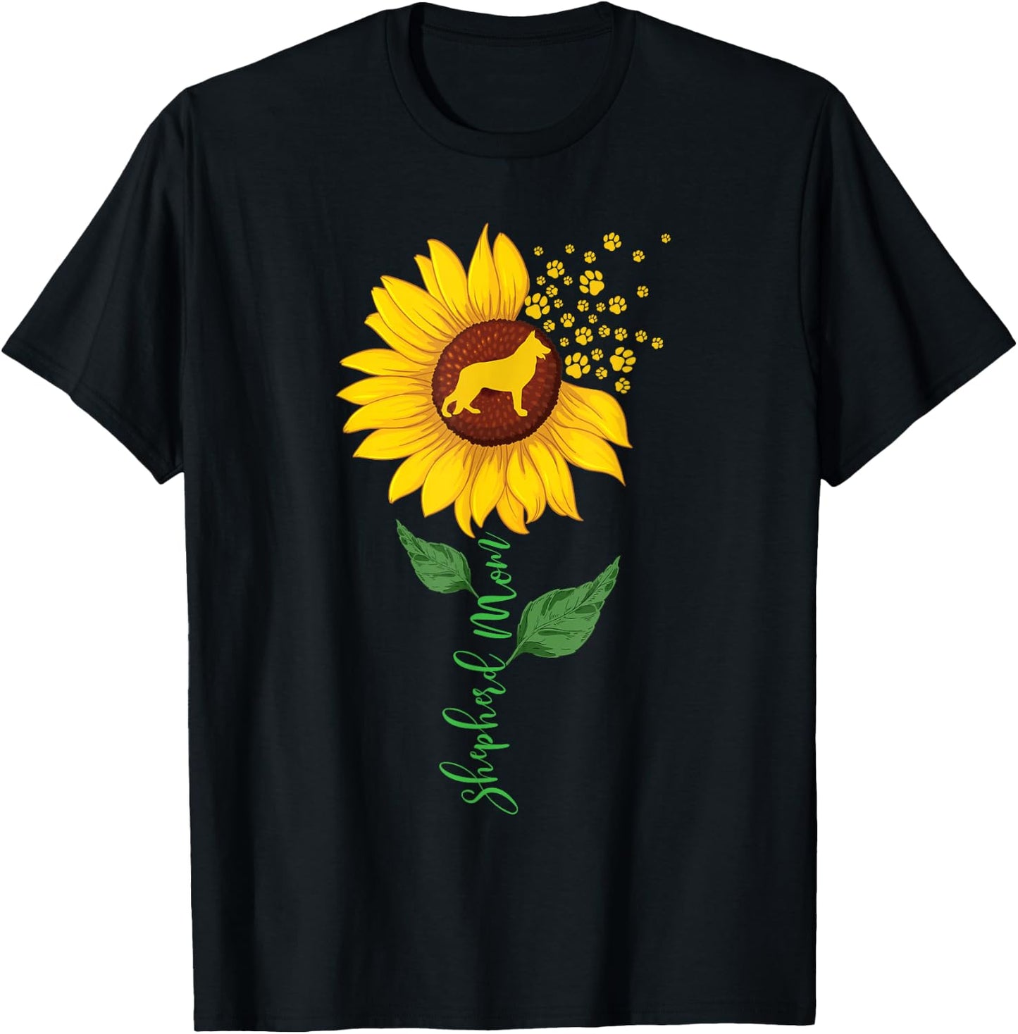 Shepherd Mom - Sunflower Dog Lover Canine Pet Breeder T-Shirt - T-Shirt | Black