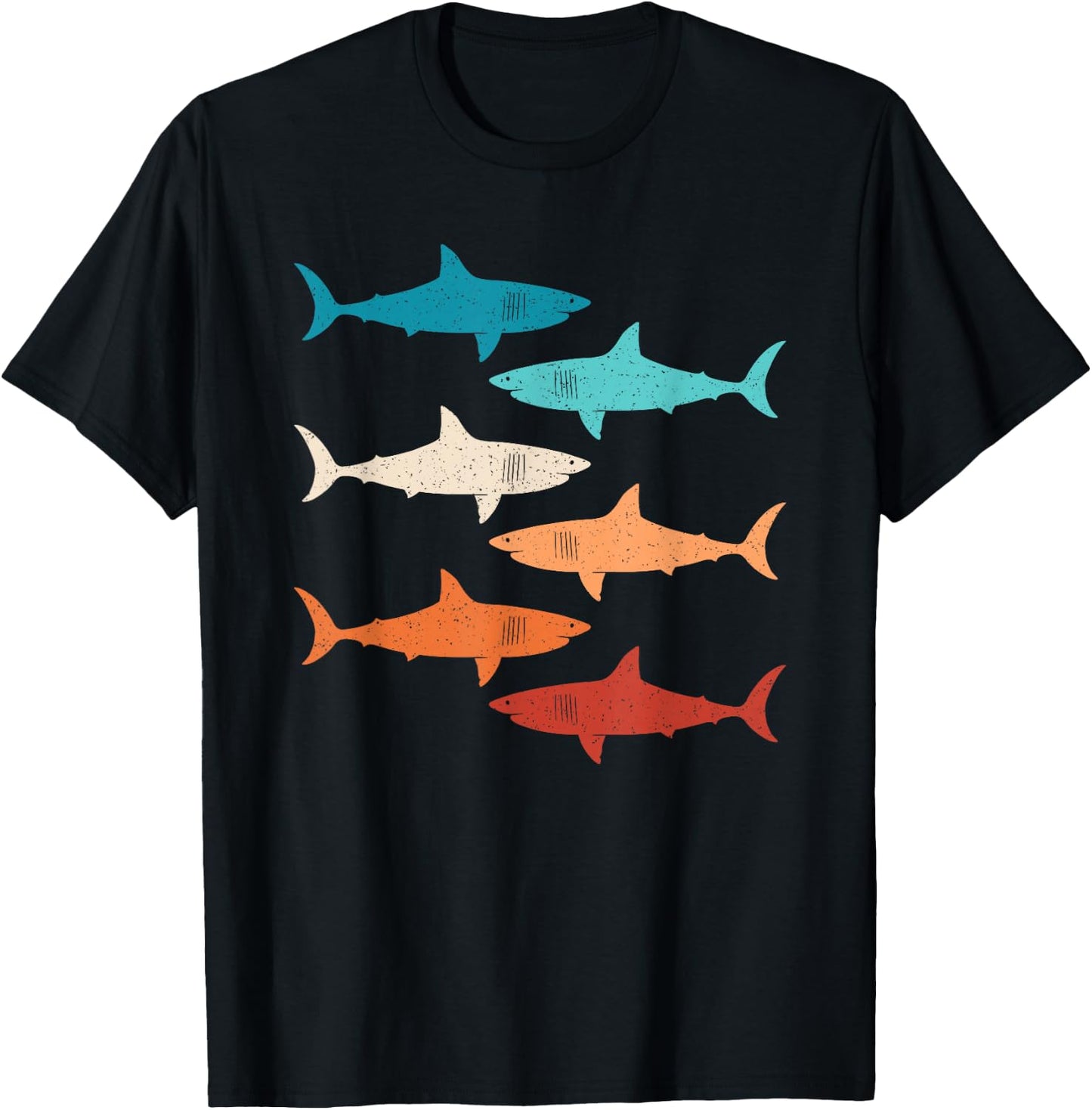 Retro Haifisch Hai Unterwasserlebewesen Ozean Damen Herren T-Shirt - T-Shirt | Black