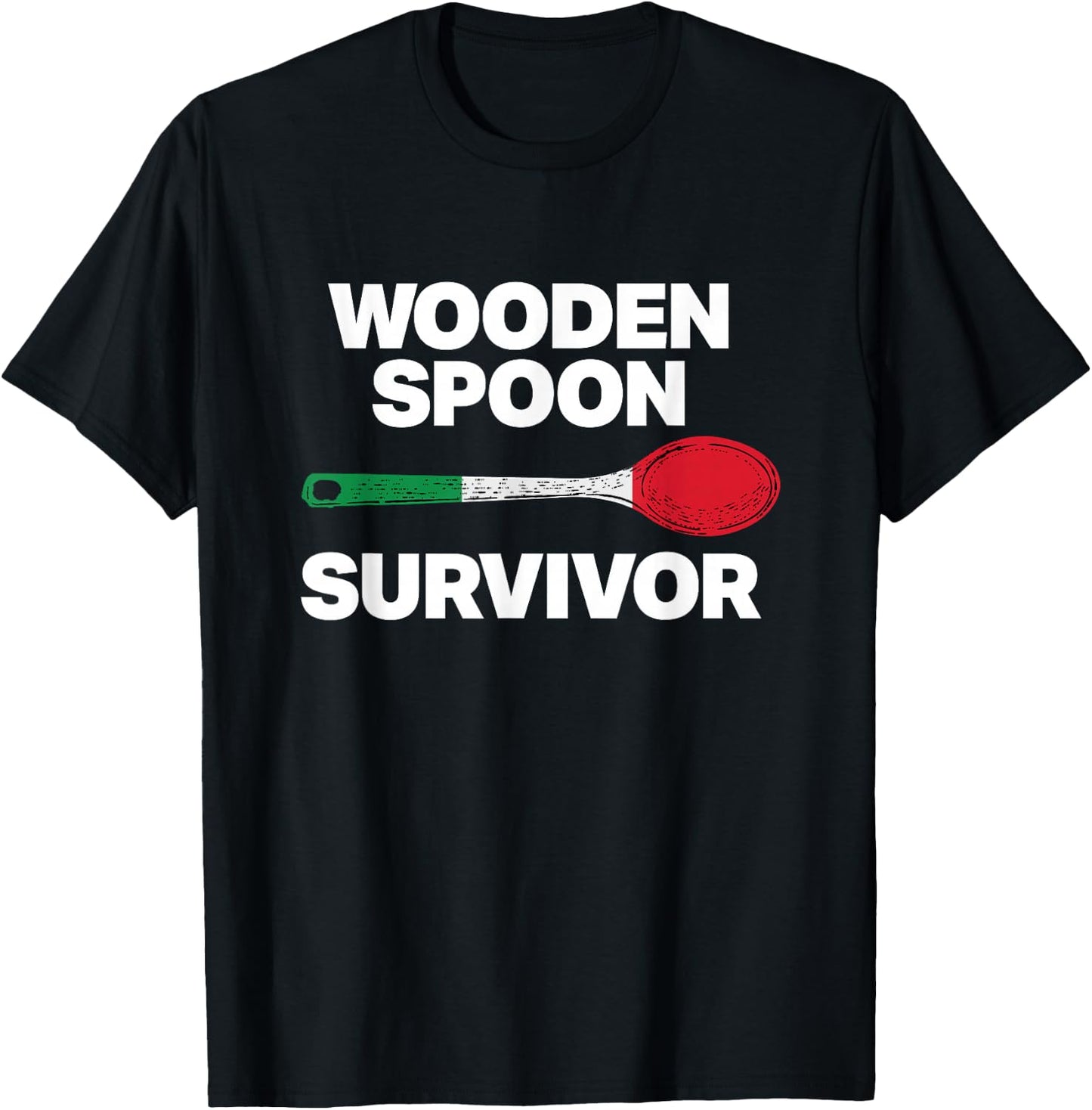 Italian Family - Funny Wooden Spoon Survivor T-Shirt - T-Shirt | Black