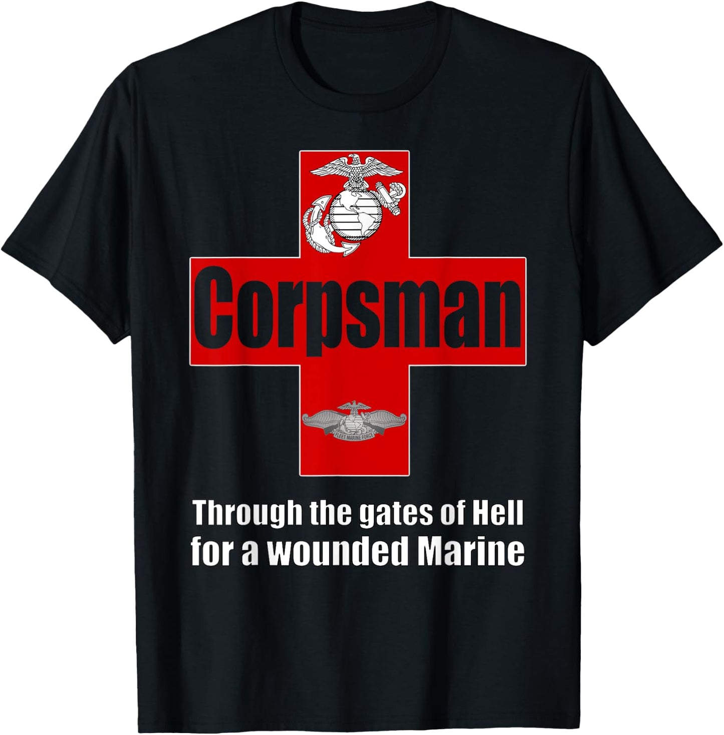 FMF 8404 Navy Corpsman T Shirt Eagle Globe Anchor T-Shirt - T-Shirt | Black