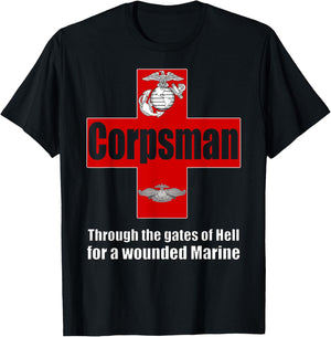 FMF 8404 Navy Corpsman T Shirt Eagle Globe Anchor T-Shirt - T-Shirt | Black