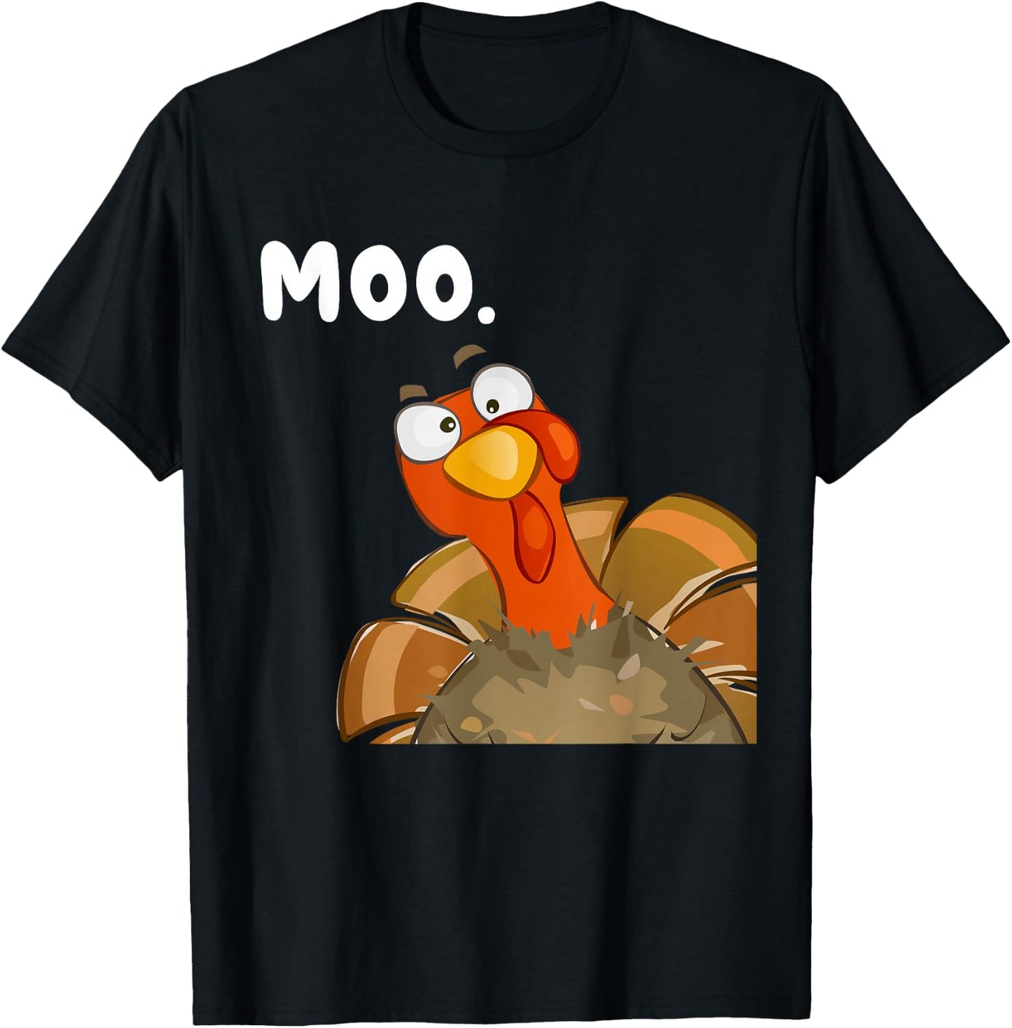 Turkey Moo Funny Thanksgiving Fake Cow Women Kids T-Shirt - T-Shirt | Black