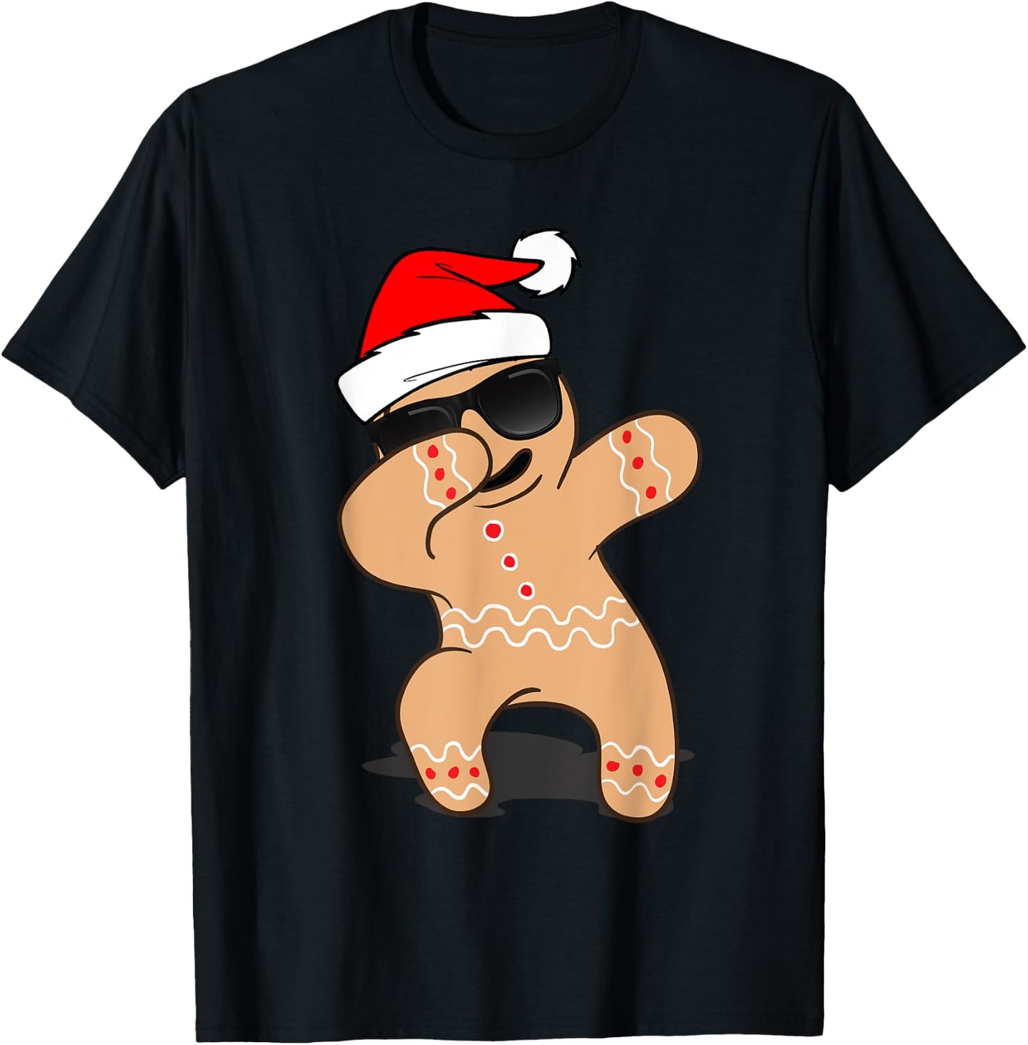 Dabbing Gingerbread Man Shirt - 2017 Funny Hip Hop Xmas T-Shirt - T-Shirt | Black
