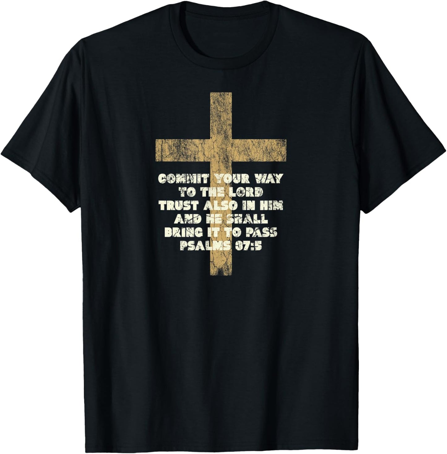 Psalms 37:5 Commit Your Way to the Lord Bible Verse T-Shirt - T-Shirt | Black