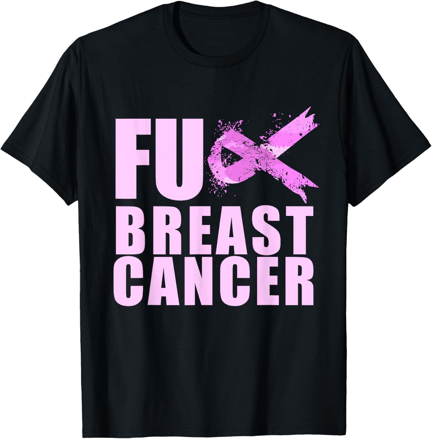 Pink Ribbon Fuck Cancer for Breast Cancer Awareness T-Shirt - T-Shirt | Black