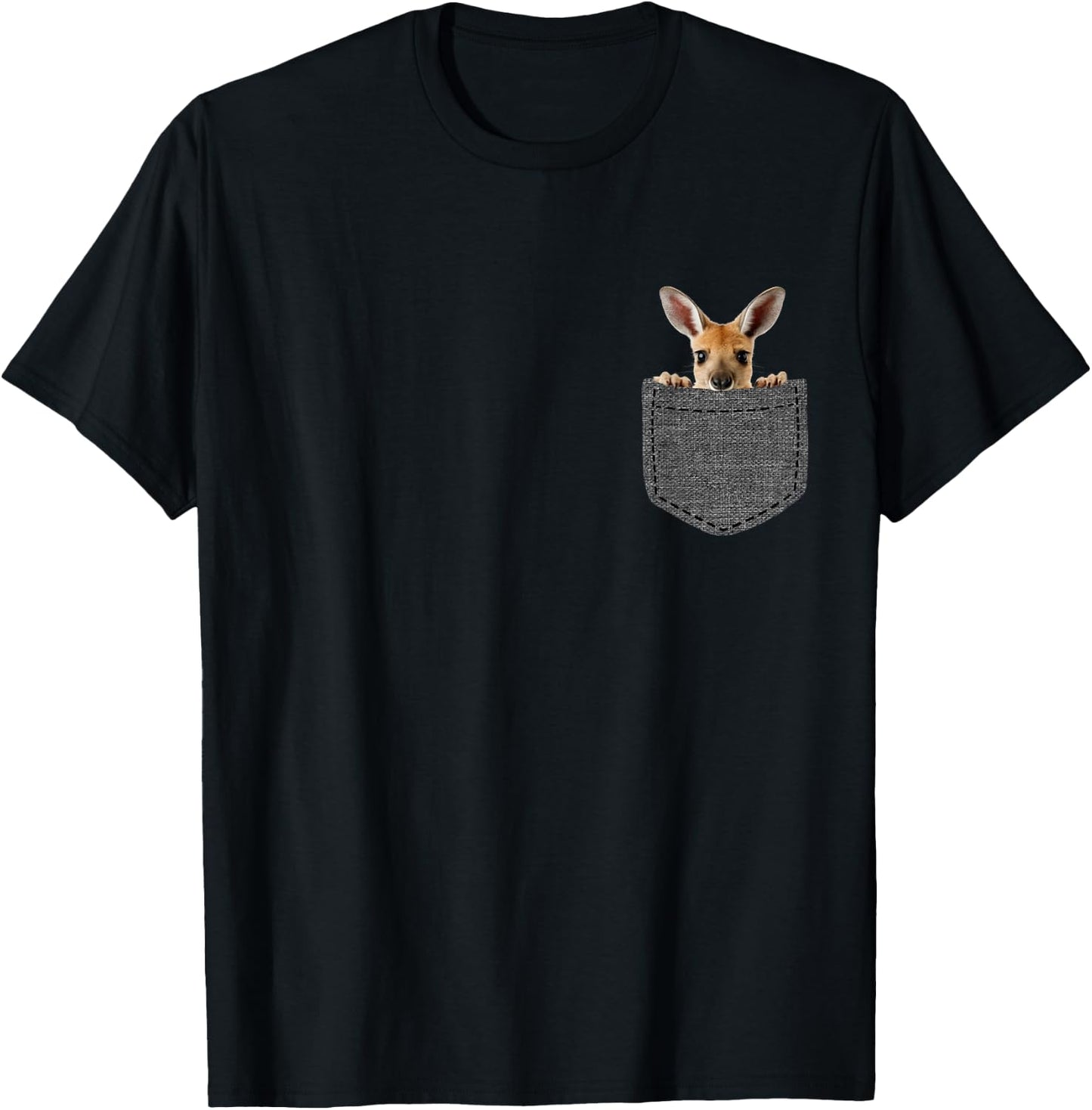 Känguru in Brusttasche T-Shirt - T-Shirt | Black