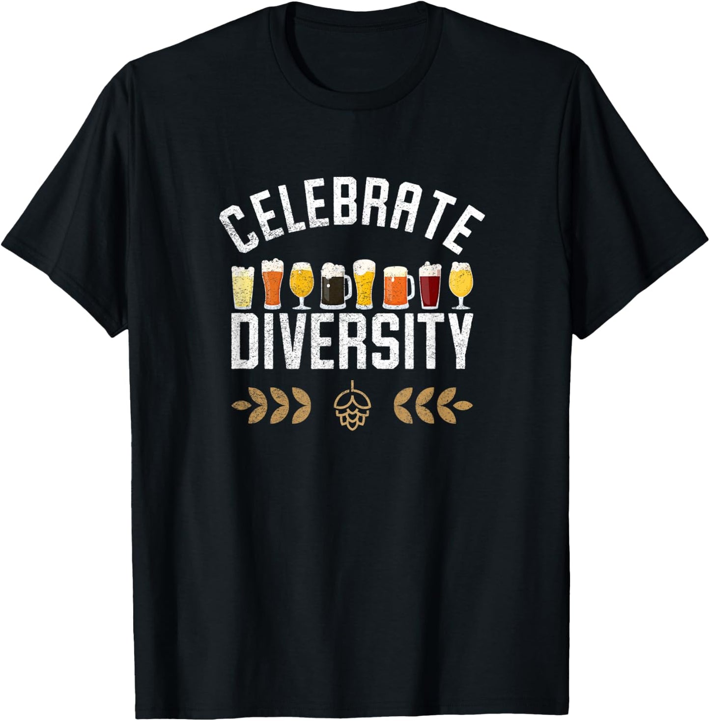 Celebrate Diversity Craft Beer Lover Vintage Home Brew Gift T-Shirt - T-Shirt | Black