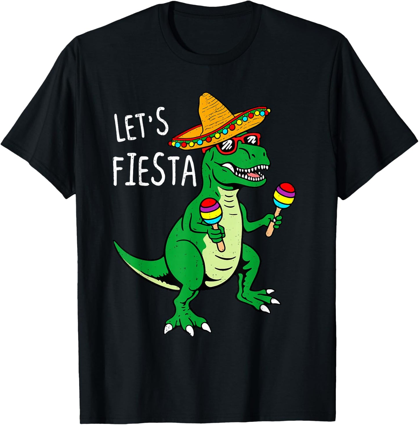 Lets Fiesta Dinosaur Cinco De Mayo Mexican Boys Kids Toddler T-Shirt - T-Shirt | Black