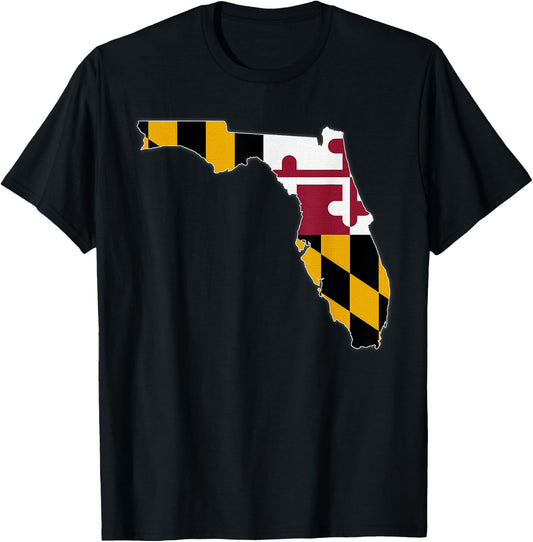 FLORIDA STATE MAP MARYLAND MD Flag Roots Men Women Gift T-Shirt - T-Shirt | Black