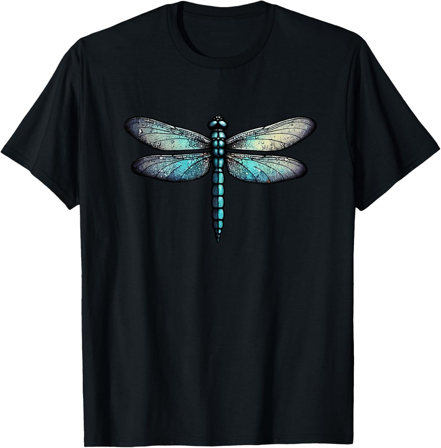 Dragonfly simple bug aqua and blue hues illustration T-Shirt - T-Shirt | Black