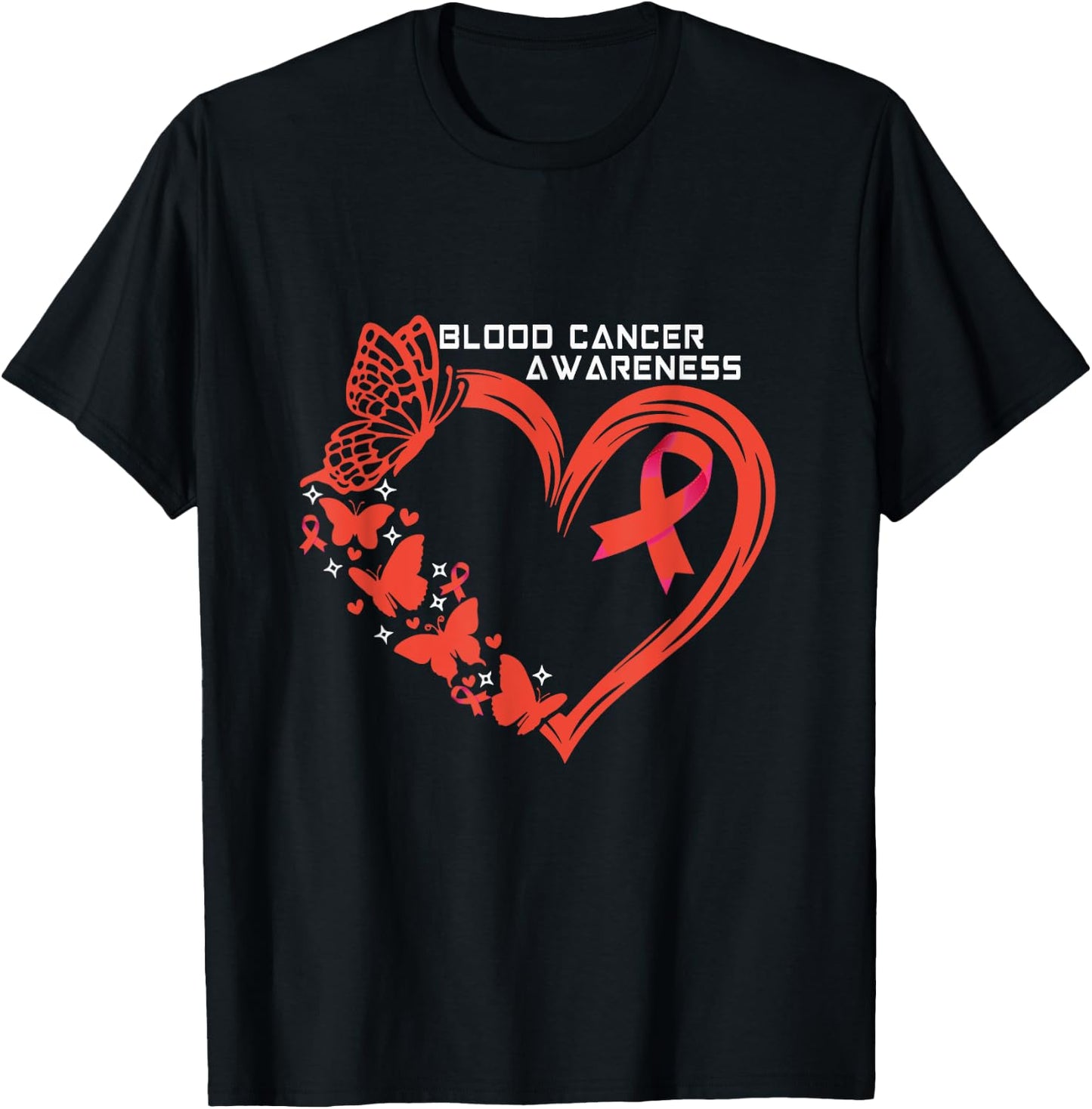 Blood Cancer Awareness Heart Blood Cancer Warrior T-Shirt - T-Shirt | Black