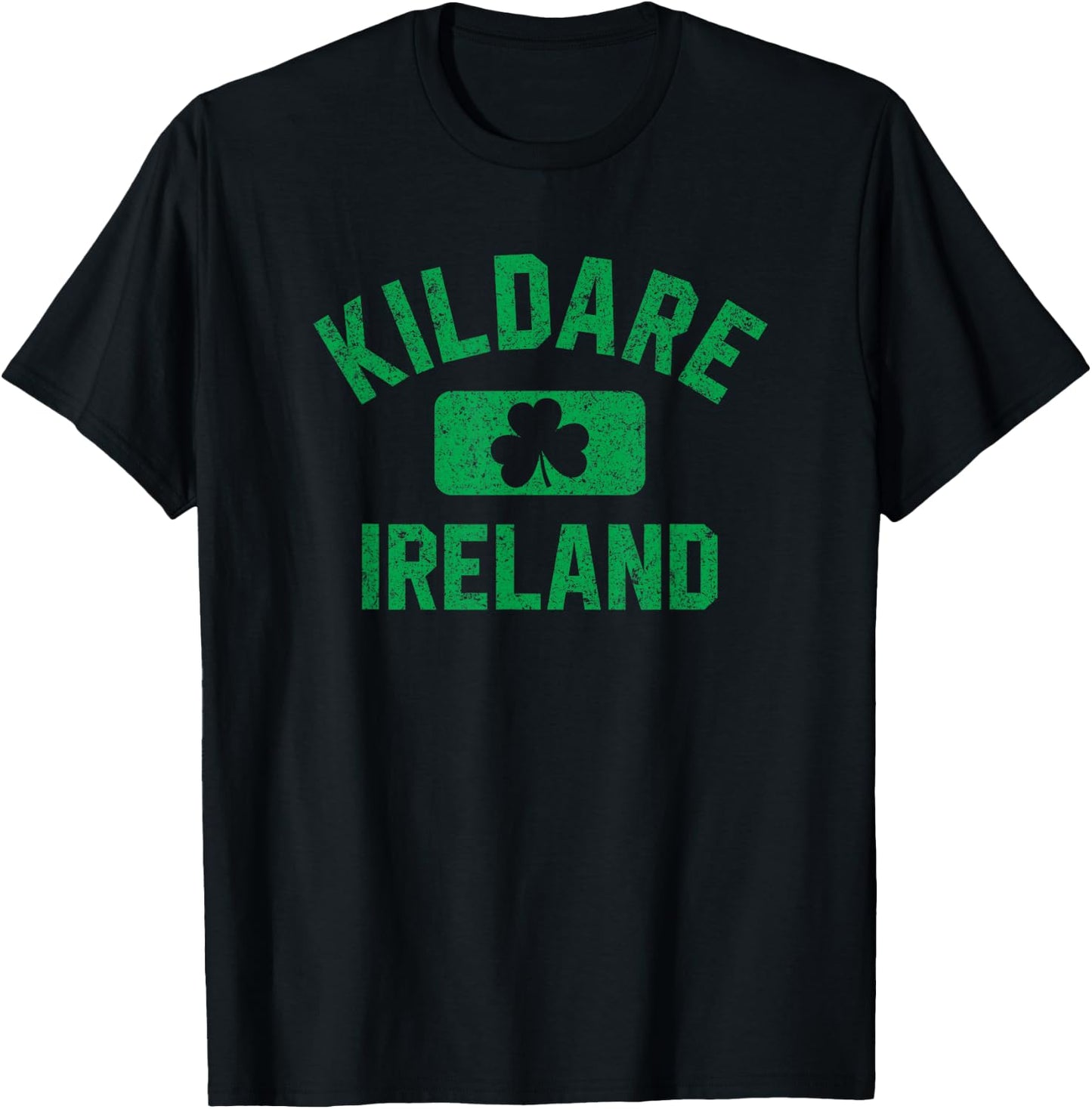 Kildare Ireland Gym Style Distressed Green Print T-Shirt - T-Shirt | Black