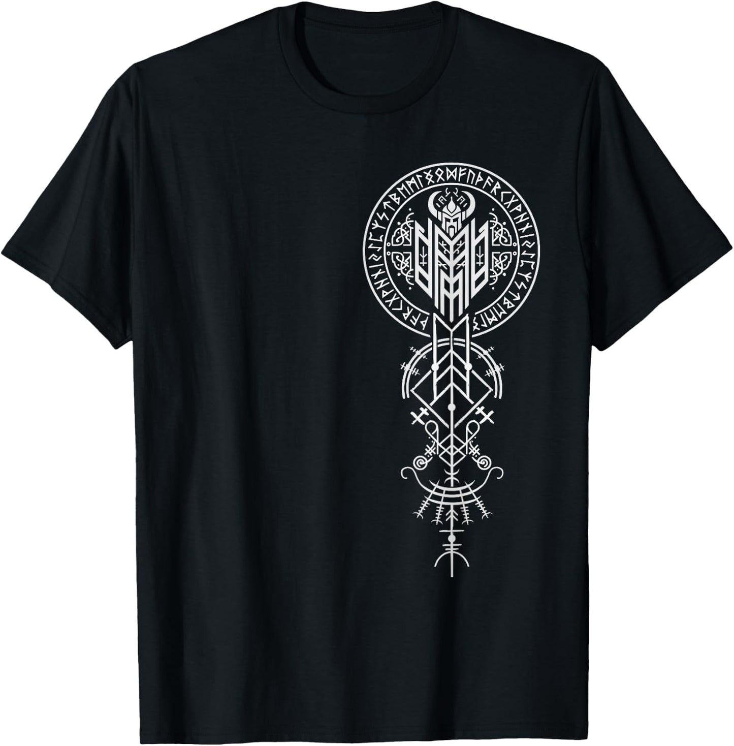 Walhalla Odin Helm Runen Nordischer Kompass Wikinger T-Shirt - T-Shirt | Black