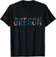 Oregon The Beaver State PNW Vintage Pride Floral Flowers T-Shirt - T-Shirt | Black