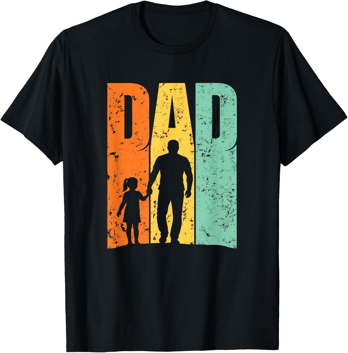 Vintage-Papa-Vater-Tochter-Silhouette T-Shirt - T-Shirt | Black