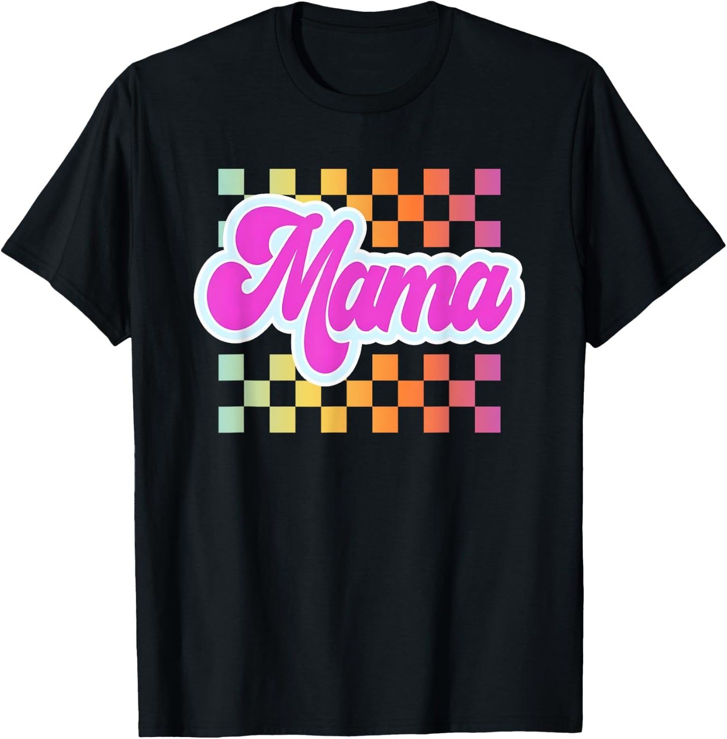 Rainbow Checkered Mama T-Shirt - T-Shirt | Black
