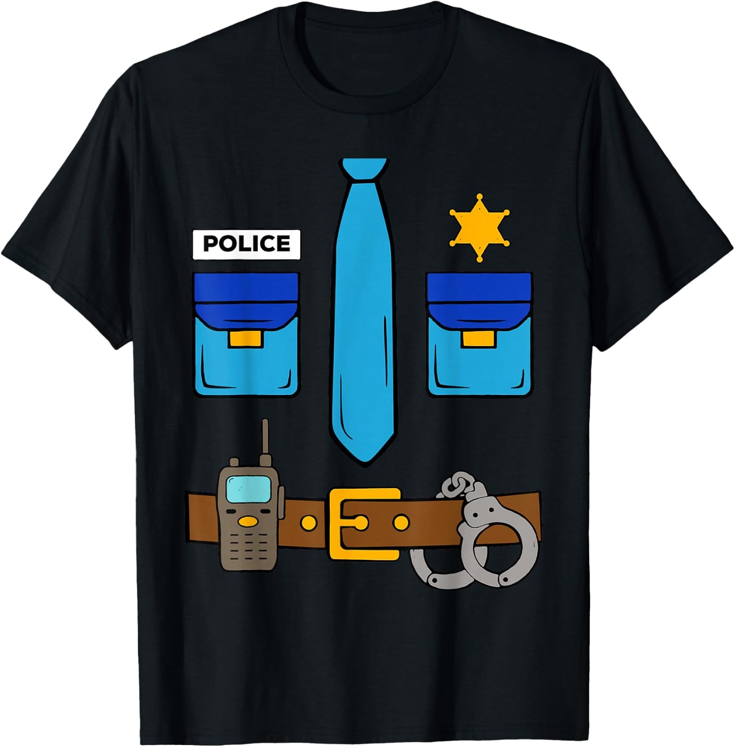 Police Costume Cool Easy Halloween Boys Children Kid T-Shirt - T-Shirt | Black