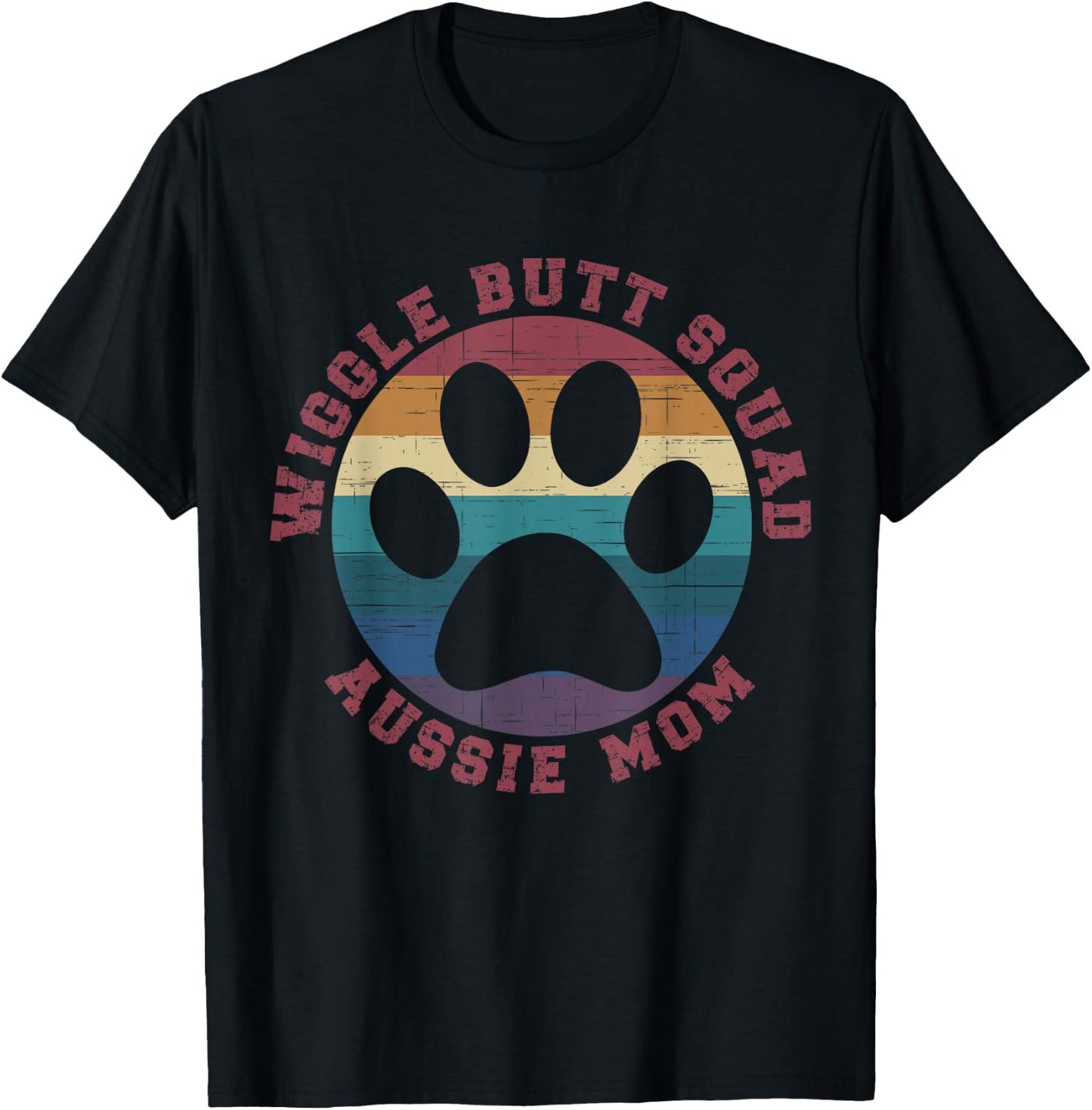Wiggle Butt Squad Aussie Mom Australian Shepherd Lover T-Shirt - T-Shirt | Black