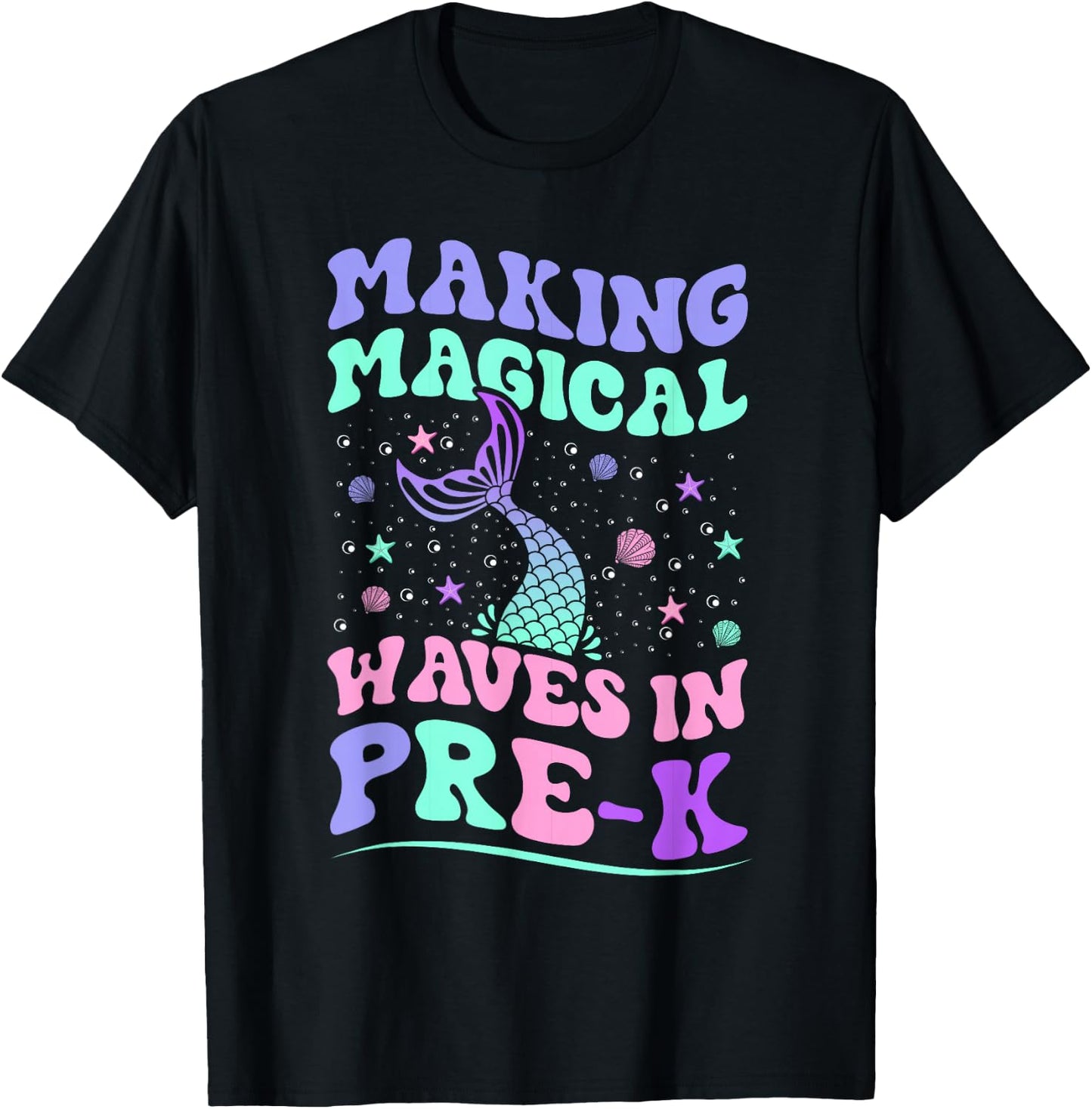 Prek back to school mermaid making magical waves in Pre-K T-Shirt - T-Shirt | Black