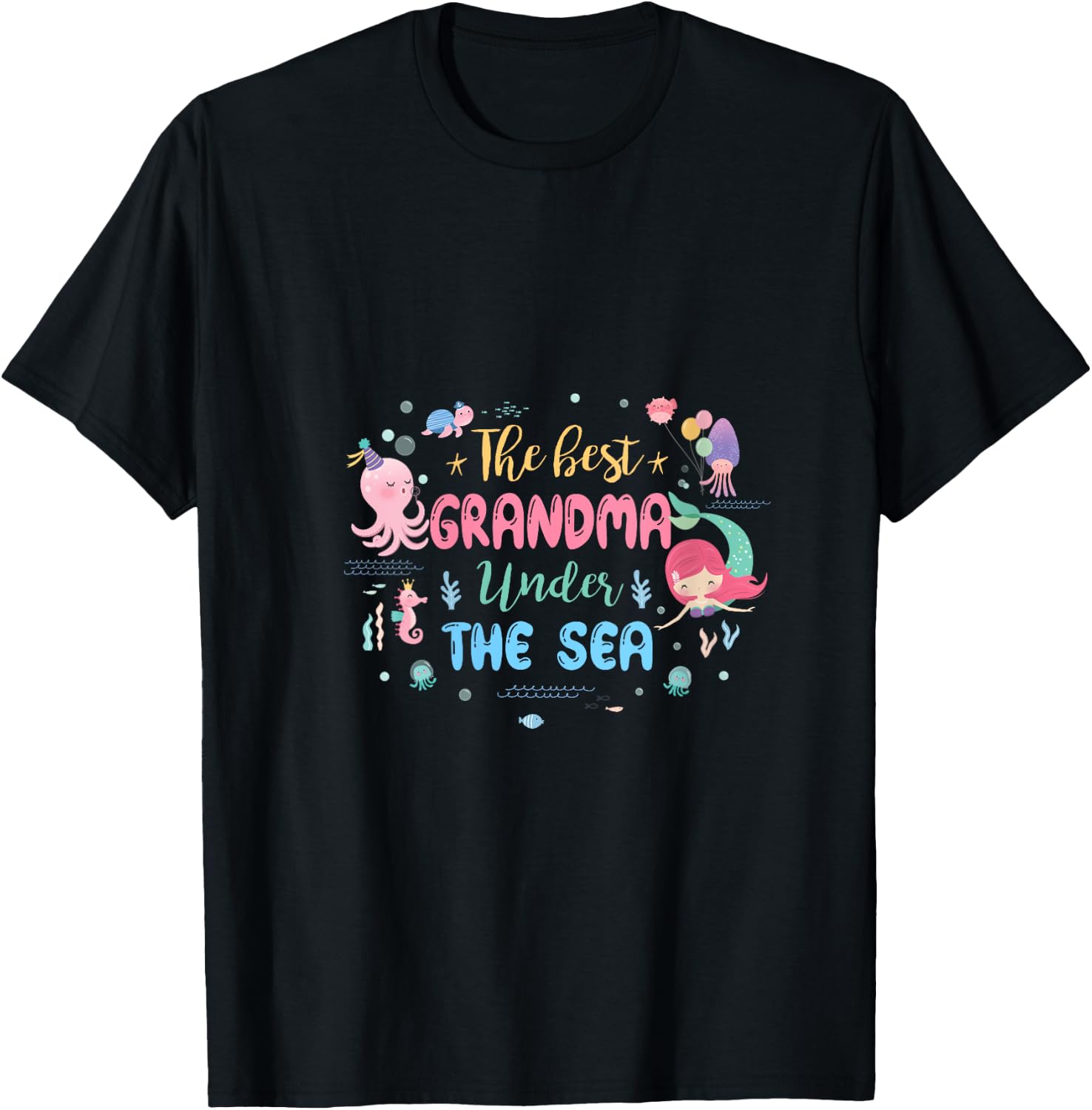 Birthday Girl Shirt The Best Grandma Under The Sea V-Neck T-Shirt - T-Shirt | Black