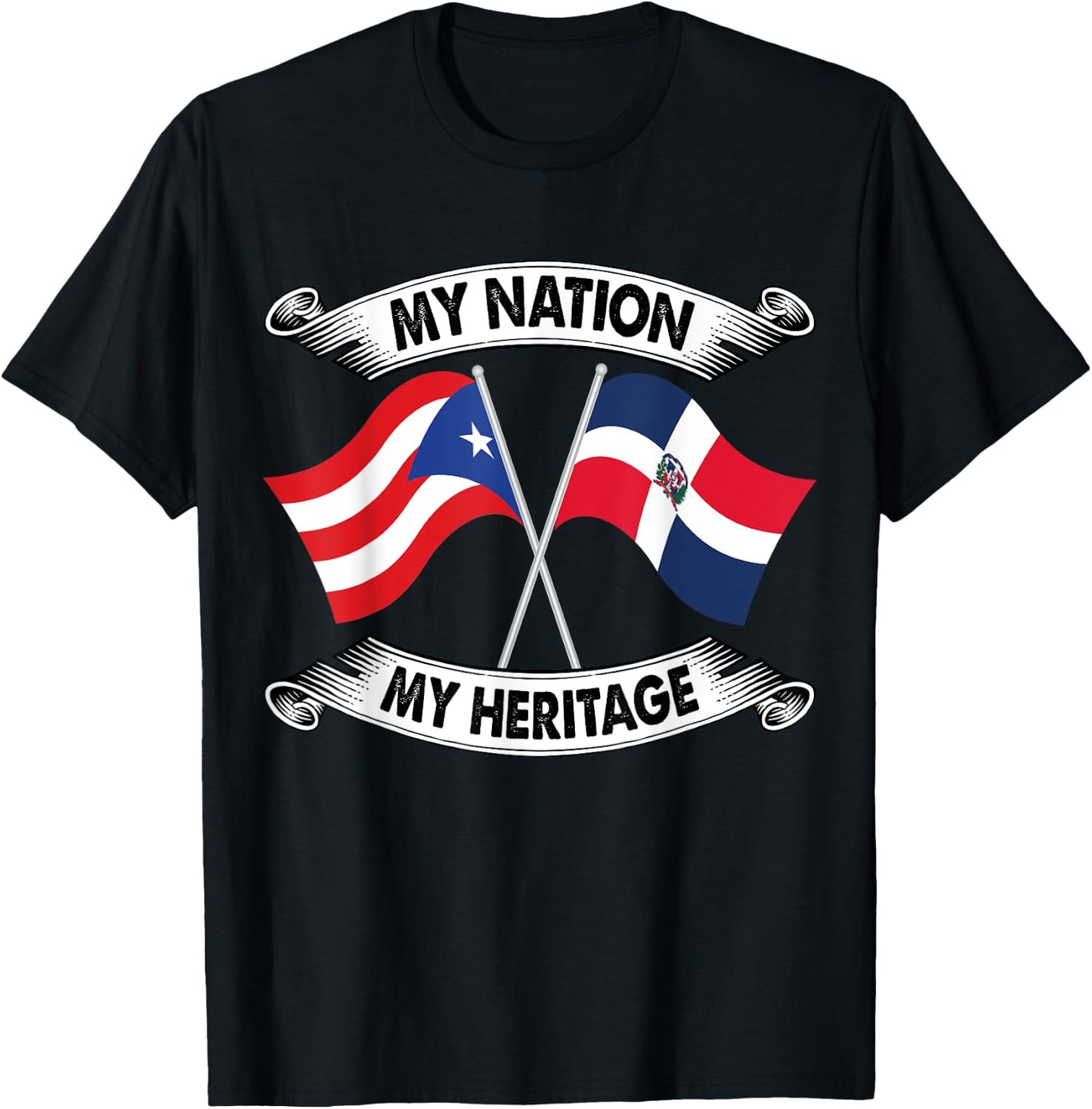 Puerto Rican and Dominican Pride Heritage Flag shirt T-Shirt - T-Shirt | Black