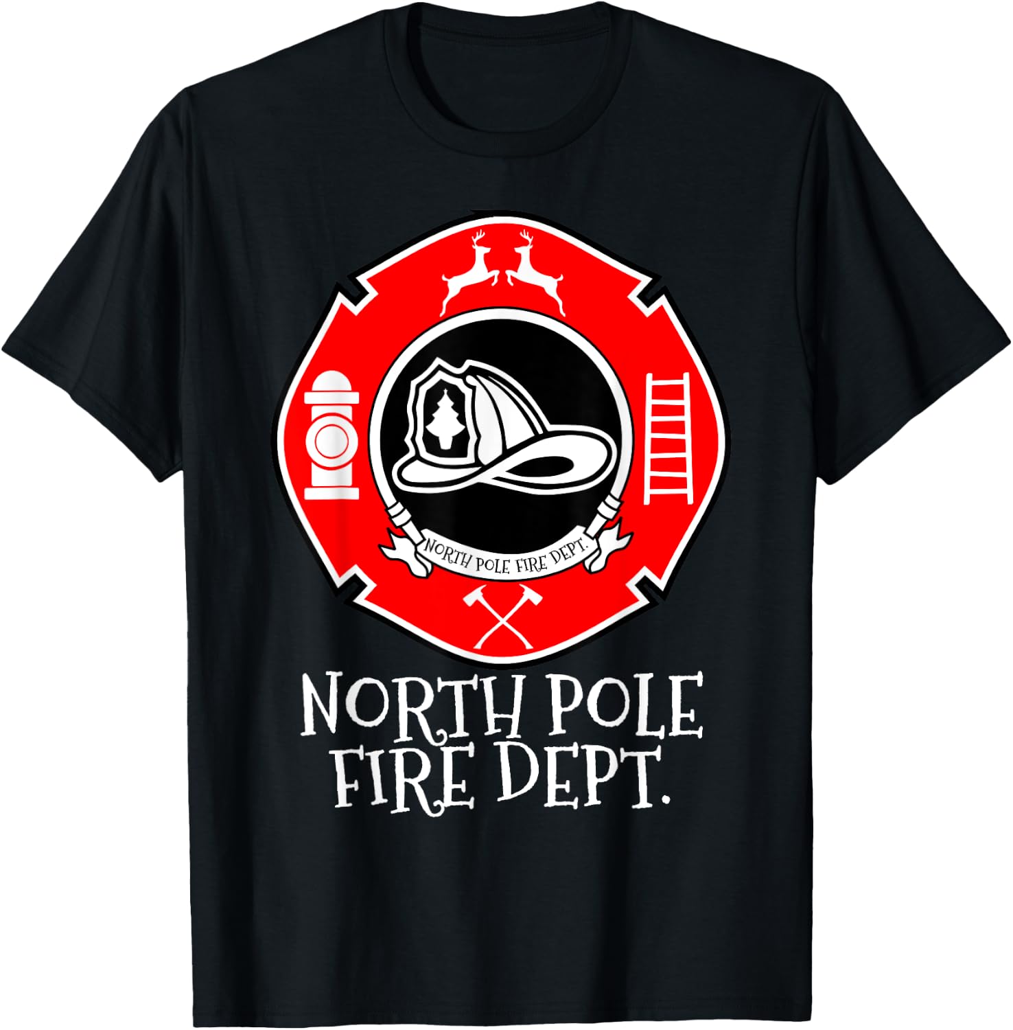 N.P.F.D North Pole Fire Department Christmas Family T-Shirt - T-Shirt | Black